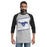 Man wearing Taylor High School Mustangs Unisex 3/4 sleeve Raglan T-shirt 223