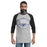 Man wearing Taylor High School Mustangs Unisex 3/4 sleeve Raglan T-shirt 211