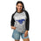 Woman wearing Taylor High School Mustangs Unisex 3/4 sleeve Raglan T-shirt 213