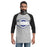 Man wearing Taylor High School Mustangs Unisex 3/4 sleeve Raglan T-shirt 011