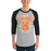 Man wearing United High School Longhorns Unisex 3/4 sleeve Raglan T-shirt 213