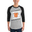 Man wearing United High School Longhorns Unisex 3/4 sleeve Raglan T-shirt 223