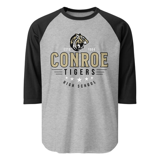 Conroe High School Tigers Unisex 3/4 sleeve Raglan T-shirt 217