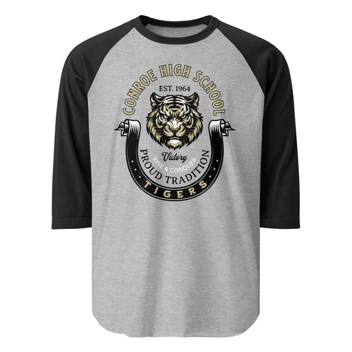 Conroe High School Tigers Unisex 3/4 sleeve Raglan T-shirt 229