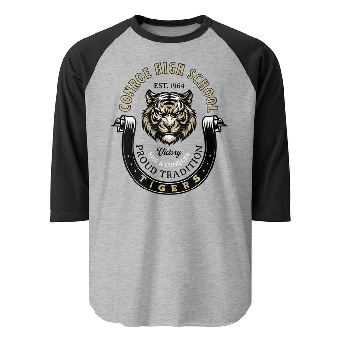 Conroe High School Tigers Unisex 3/4 sleeve Raglan T-shirt 229