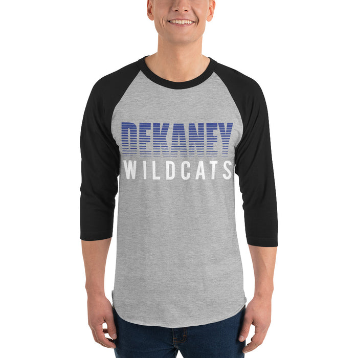 Man wearing Dekaney High School Wildcats Unisex 3/4 sleeve Raglan T-shirt 024