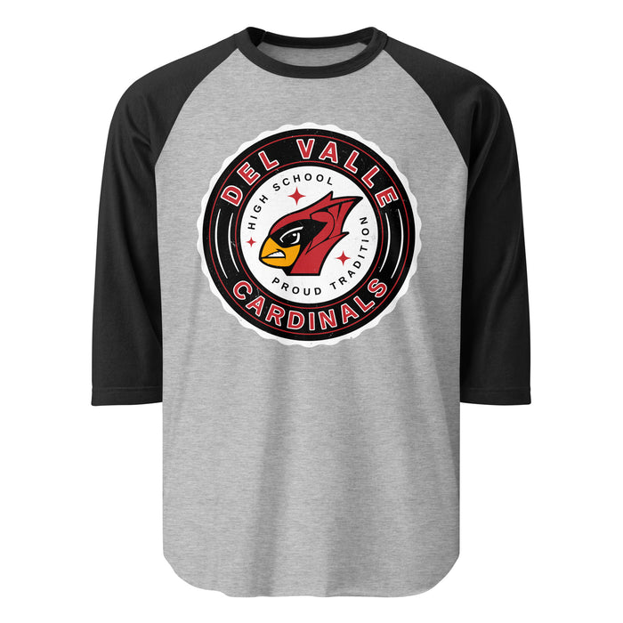 Del Valle High School Cardinals Unisex 3/4 sleeve Raglan T-shirt 216