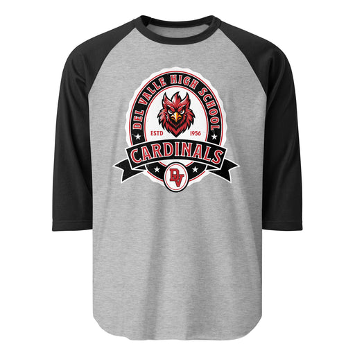 Del Valle High School Cardinals Unisex 3/4 sleeve Raglan T-shirt 212