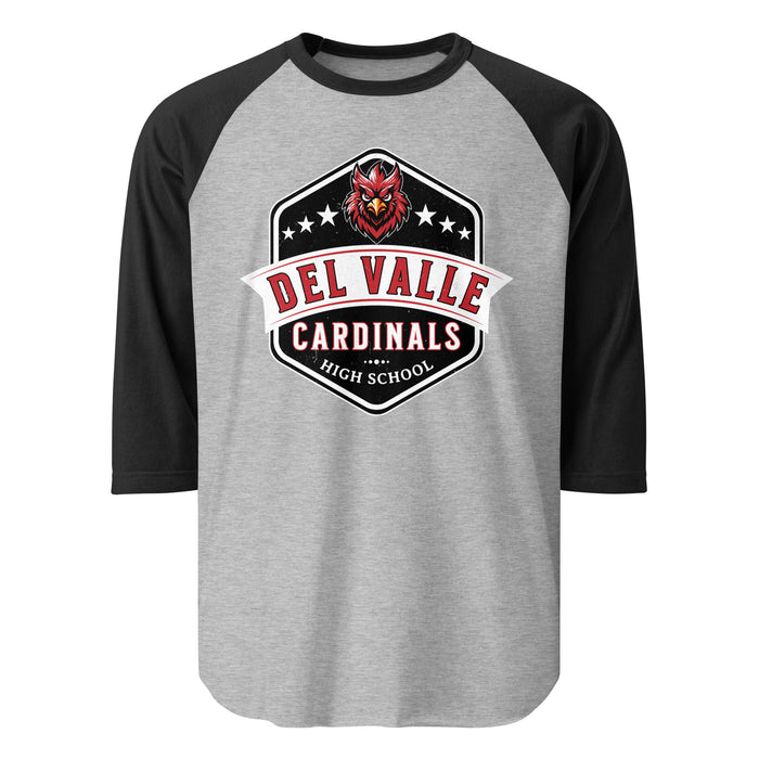 Del Valle High School Cardinals Unisex 3/4 sleeve Raglan T-shirt 209