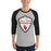 Man wearing Del Valle High School Cardinals Unisex 3/4 sleeve Raglan T-shirt 225