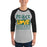 Man wearing Klein Forest High School Golden Eagles Unisex 3/4 Sleeve Raglan T-shirt 240