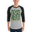 Man wearing Klein Forest High School Golden Eagles Unisex 3/4 Sleeve Raglan T-shirt 236