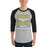 Man wearing Klein Forest High School Golden Eagles Unisex 3/4 Sleeve Raglan T-shirt 237