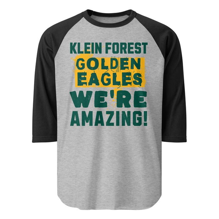 Klein Forest High School Golden Eagles Unisex 3/4 Sleeve Raglan T-shirt 231