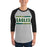 Man wearing Klein Forest High School Golden Eagles Unisex 3/4 Sleeve Raglan T-shirt 098