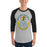 Man wearing Klein Forest High School Golden Eagles Unisex 3/4 Sleeve Raglan T-shirt 229