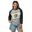 Woman wearing Klein Forest High School Golden Eagles Unisex 3/4 Sleeve Raglan T-shirt 223