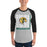 Man wearing Klein Forest High School Golden Eagles Unisex 3/4 Sleeve Raglan T-shirt 235