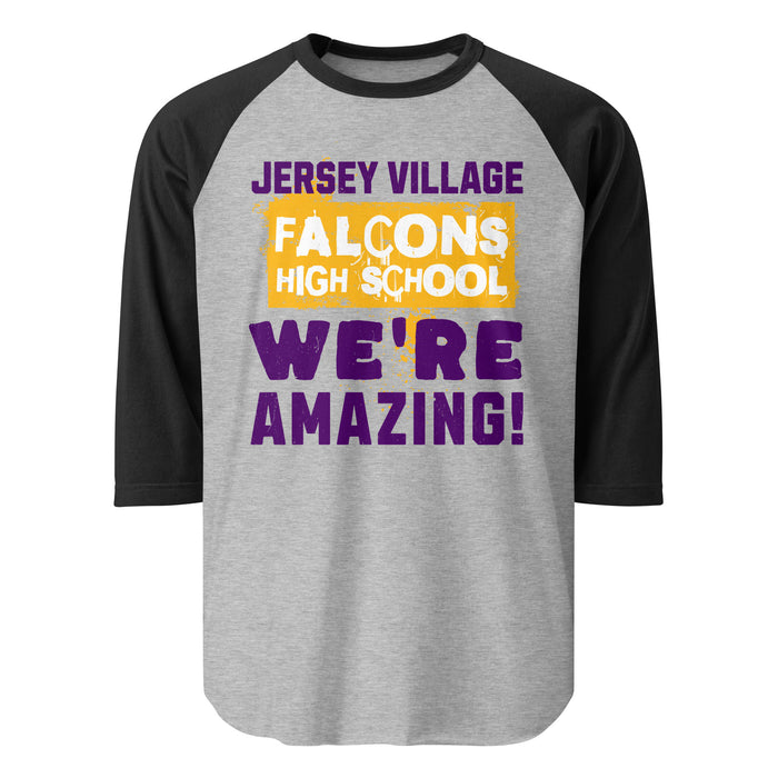 Jersey Village High School Falcons Unisex 3/4 Sleeve Raglan T-shirt 231