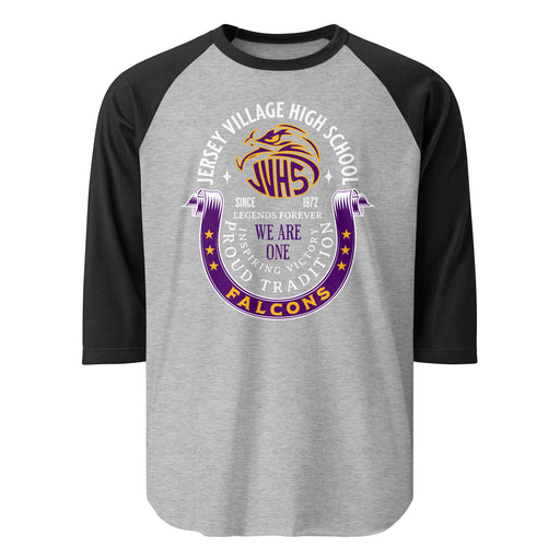 Jersey Village High School Falcons Unisex 3/4 Sleeve Raglan T-shirt 229