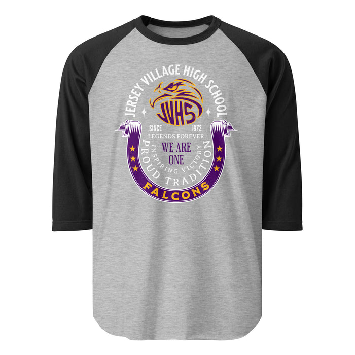 Jersey Village High School Falcons Unisex 3/4 Sleeve Raglan T-shirt 229