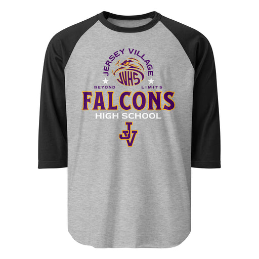 Jersey Village High School Falcons Unisex 3/4 Sleeve Raglan T-shirt 222