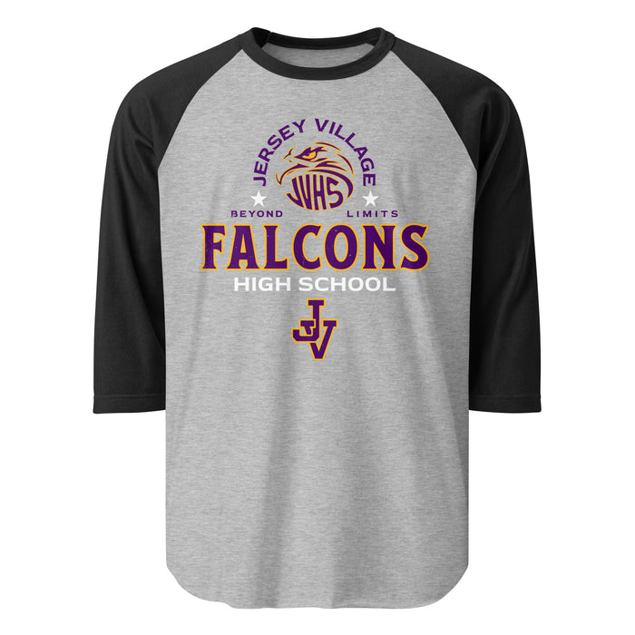 Jersey Village High School Falcons Unisex 3/4 Sleeve Raglan T-shirt 222