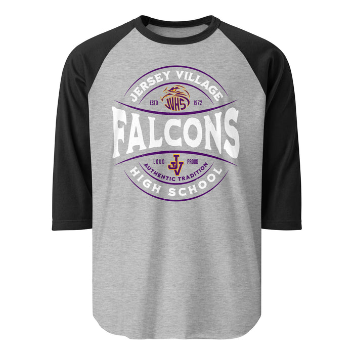 Jersey Village High School Falcons Unisex 3/4 Sleeve Raglan T-shirt 218