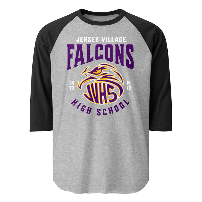 Jersey Village High School Falcons Unisex 3/4 Sleeve Raglan T-shirt 213