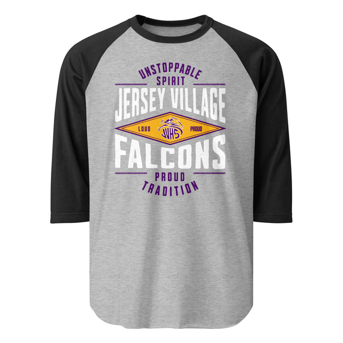 Jersey Village High School Falcons Unisex 3/4 Sleeve Raglan T-shirt 210