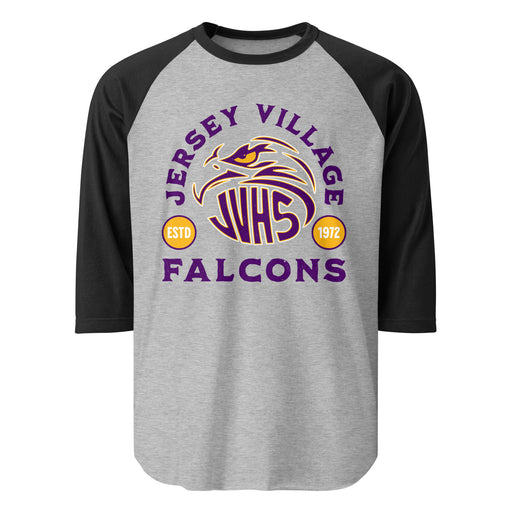 Jersey Village High School Falcons Unisex 3/4 Sleeve Raglan T-shirt 208