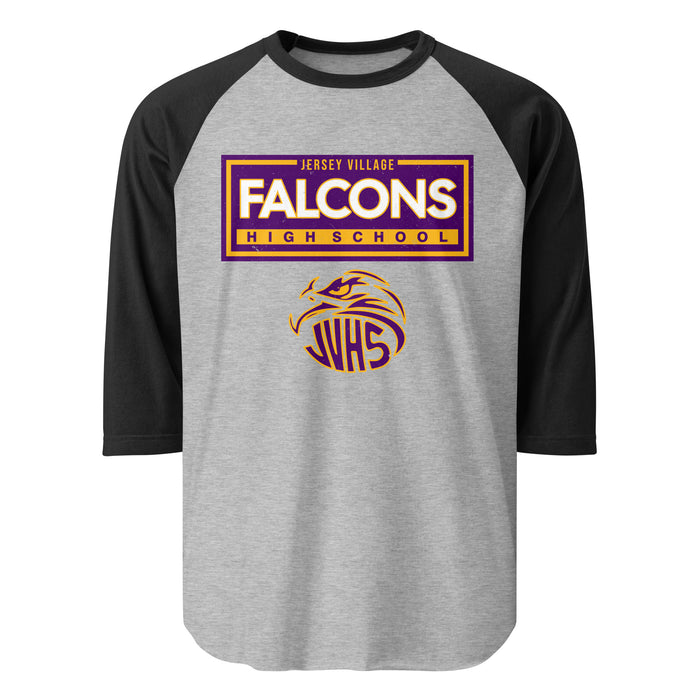 Jersey Village High School Falcons Unisex 3/4 Sleeve Raglan T-shirt 049