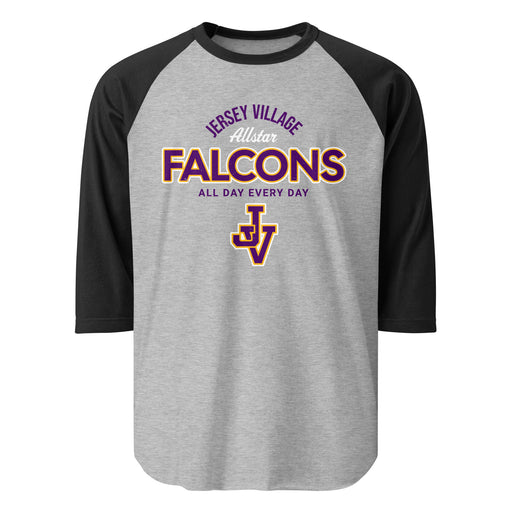 Jersey Village High School Falcons Unisex 3/4 Sleeve Raglan T-shirt 040