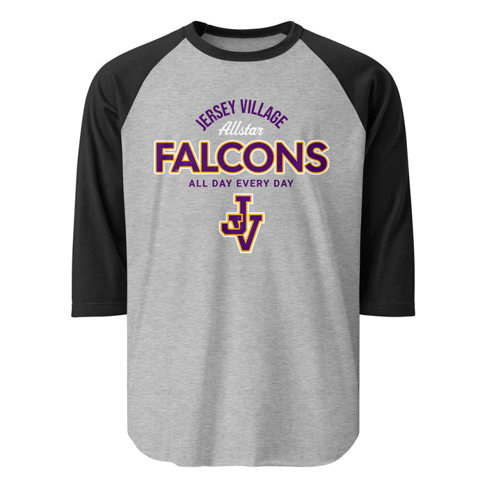 Jersey Village High School Falcons Unisex 3/4 Sleeve Raglan T-shirt 040