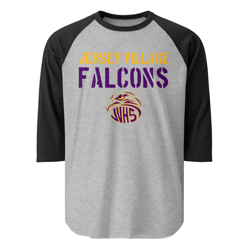 Jersey Village High School Falcons Unisex 3/4 Sleeve Raglan T-shirt 017