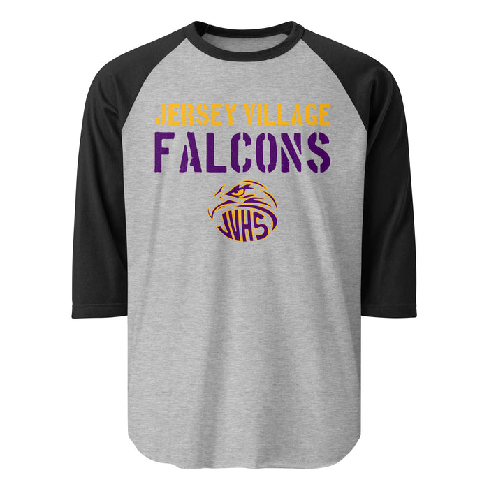 Jersey Village High School Falcons Unisex 3/4 Sleeve Raglan T-shirt 017