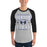 Man wearing Hebron High School Hawks Unisex 3/4 sleeve Raglan T-shirt 230