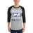 Man wearing Hebron High School Hawks Unisex 3/4 sleeve Raglan T-shirt 240