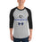 Man wearing Hebron High School Hawks Unisex 3/4 sleeve Raglan T-shirt 222
