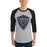 Man wearing Hebron High School Hawks Unisex 3/4 sleeve Raglan T-shirt 225