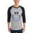 Man wearing Hebron High School Hawks Unisex 3/4 sleeve Raglan T-shirt 229