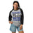 Woman wearing Hebron High School Hawks Unisex 3/4 sleeve Raglan T-shirt 231