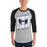 Man wearing Hebron High School Hawks Unisex 3/4 sleeve Raglan T-shirt 223