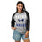 Woman wearing Hebron High School Hawks Unisex 3/4 sleeve Raglan T-shirt 233
