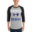 Man wearing Hebron High School Hawks Unisex 3/4 sleeve Raglan T-shirt 233