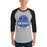 Man wearing Hebron High School Hawks Unisex 3/4 sleeve Raglan T-shirt 219