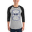 Man wearing Hebron High School Hawks Unisex 3/4 sleeve Raglan T-shirt 207