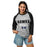 Woman wearing Hebron High School Hawks Unisex 3/4 sleeve Raglan T-shirt 034