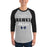 Man wearing Hebron High School Hawks Unisex 3/4 sleeve Raglan T-shirt 034