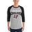 Man wearing Lake Travis High School Cavaliers Unisex 3/4 sleeve Raglan T-shirt 234